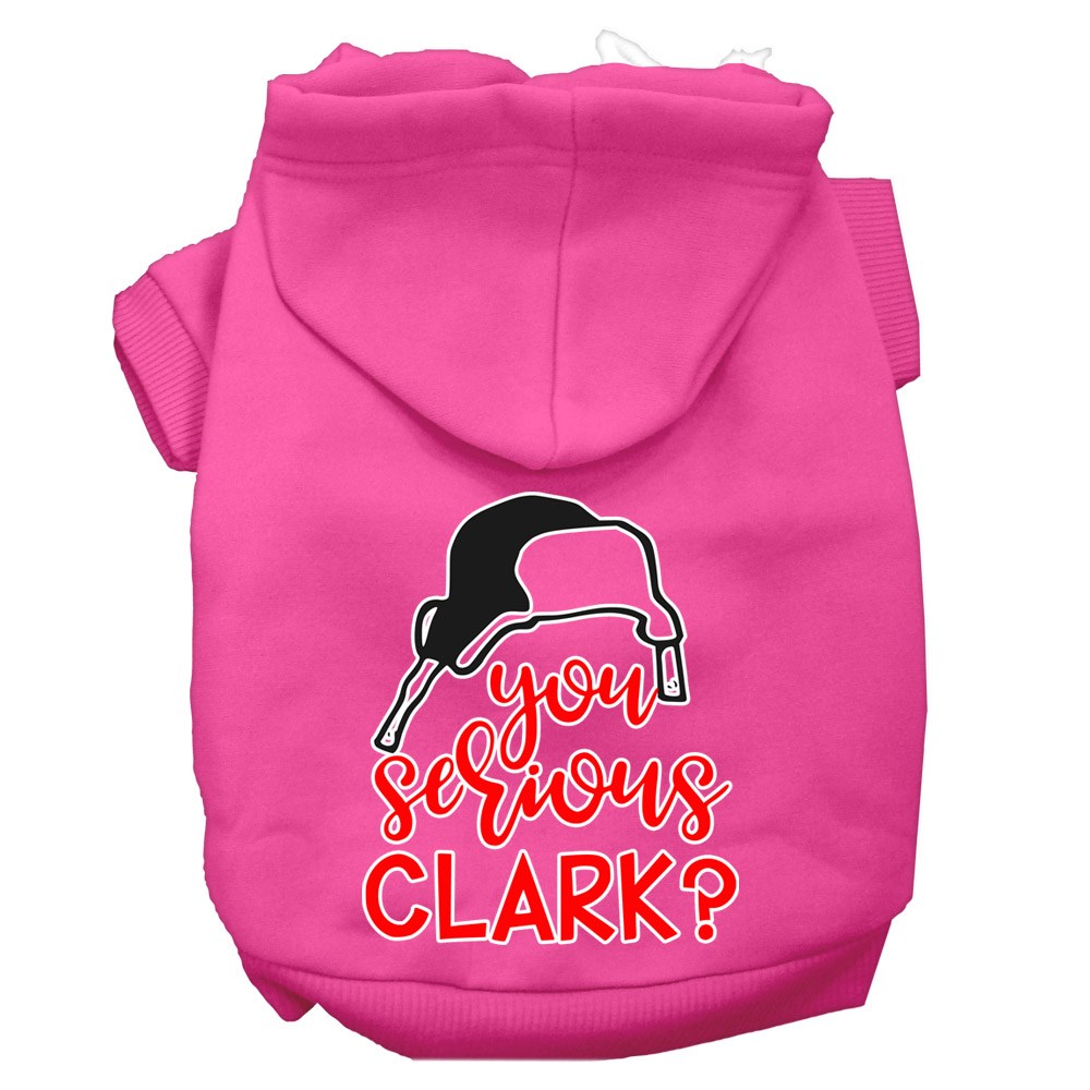 You Serious Clark? Screen Print Dog Hoodie Bright Pink XS